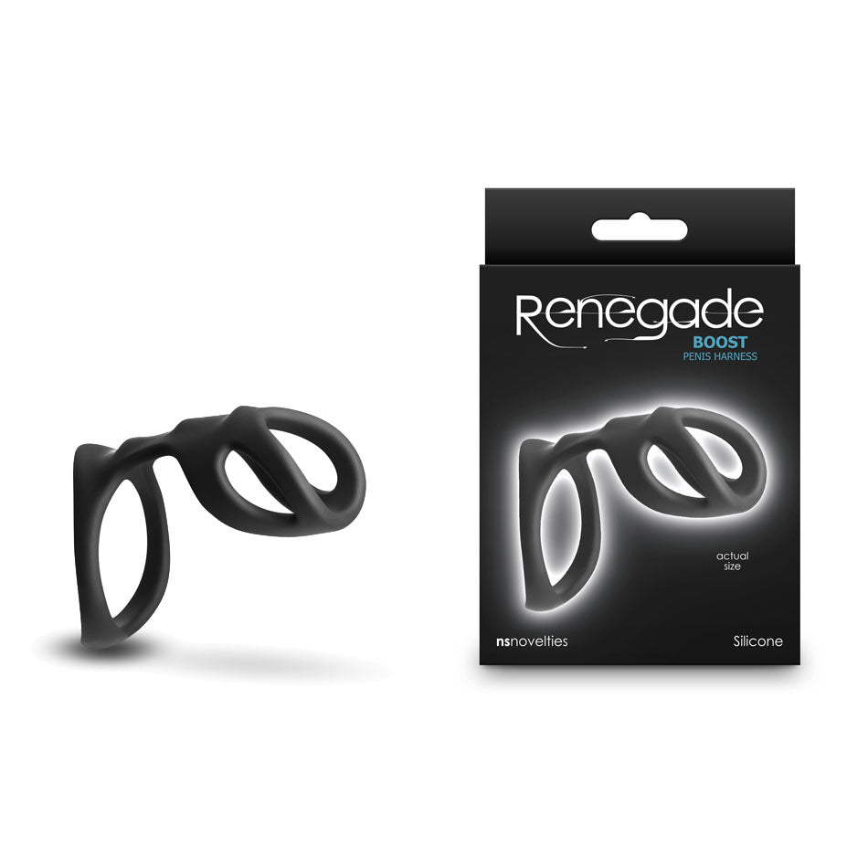 Buy Renegade Boost - Black - Black Penis Harness at NZ’s Mega Adult Toys Store. Discover premium sex toys with discreet shipping at the best price in NZ