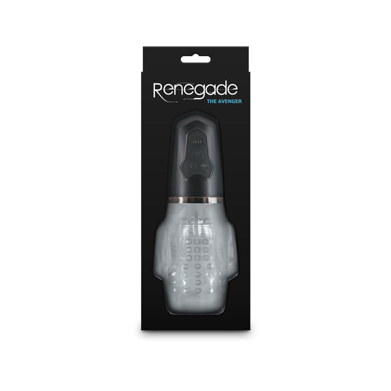 Buy Renegade Avenger - Clear/Black USB Rechargeable Sucking Masturbator at NZ’s Mega Adult Toys Store. Discover premium sex toys with discreet shipping at the best price in NZ