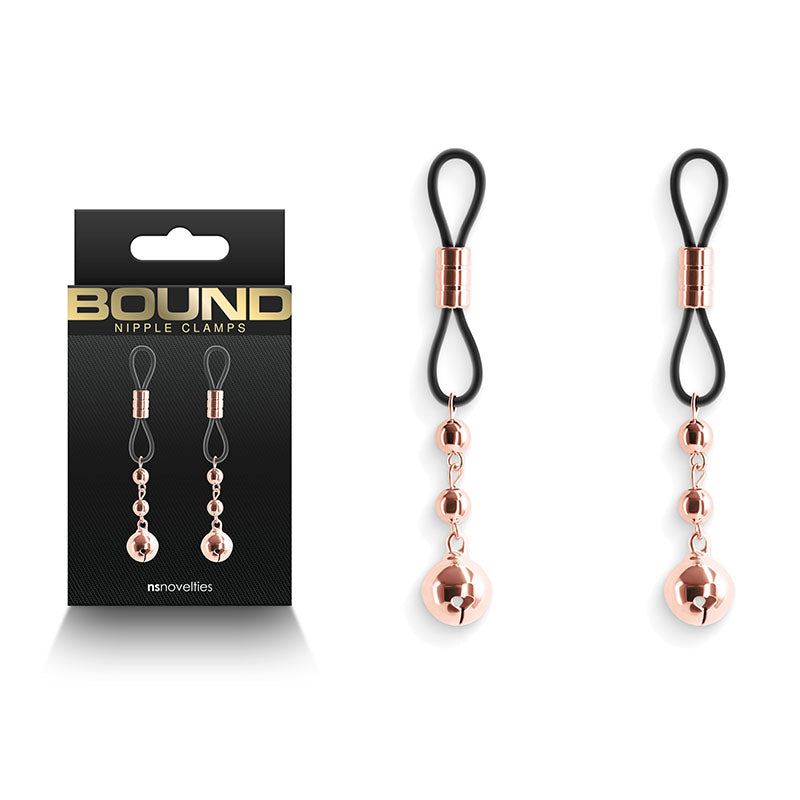 Buy Bound Nipple Clamps - D1 - Rose Gold - Rose Gold/Black Nipple Clamps - Set of 2 at NZ’s Mega Adult Toys Store. Discover premium sex toys with discreet shipping at the best price in NZ