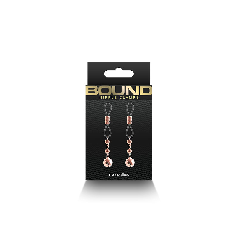 Buy Bound Nipple Clamps - D1 - Rose Gold - Rose Gold/Black Nipple Clamps - Set of 2 at NZ’s Mega Adult Toys Store. Discover premium sex toys with discreet shipping at the best price in NZ