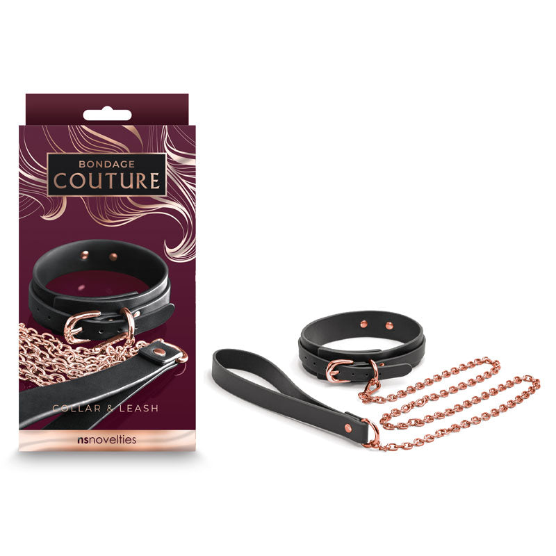 Buy Bondage Couture Collar & Leash - Black - Black Restraint at NZ’s Mega Adult Toys Store. Discover premium sex toys with discreet shipping at the best price in NZ