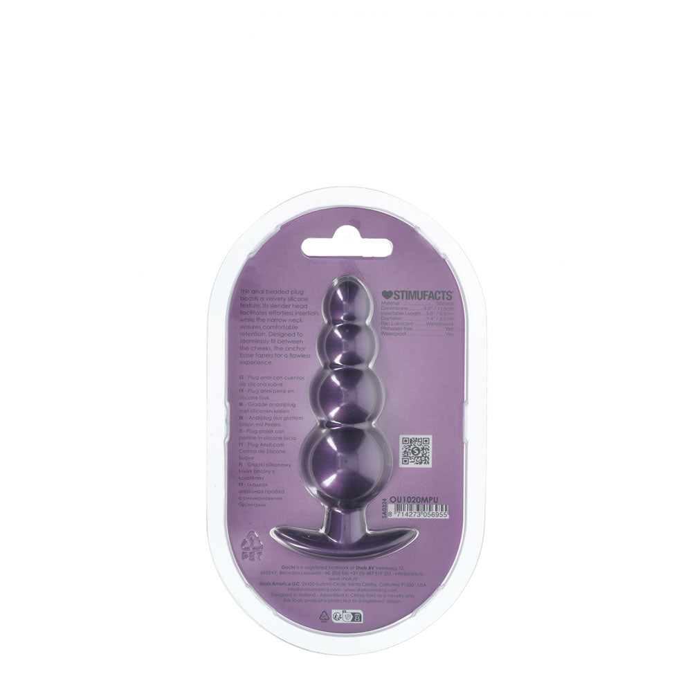 Buy OUCH! Beaded Anal Plug - Metallic Purple - Metallic Purple 11.7 cm Butt Plug at NZ’s Mega Adult Toys Store. Discover premium sex toys with discreet shipping at the best price in NZ