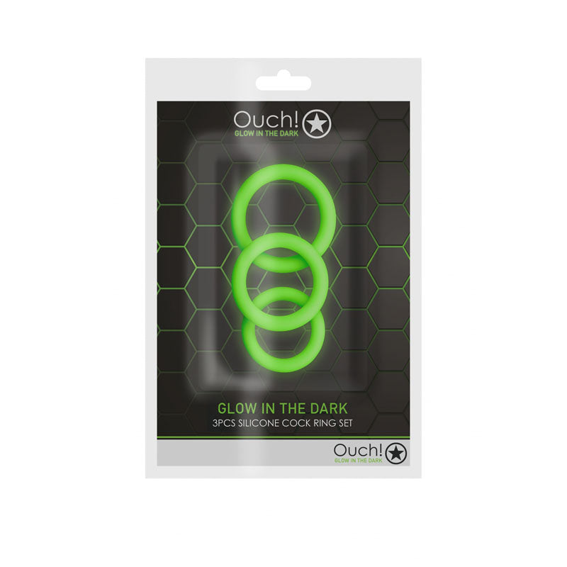 Buy OUCH! Glow In The Dark Cock Ring Set - Glow in Dark Cock Rings - Set of 3 Sizes at NZ’s Mega Adult Toys Store. Discover premium sex toys with discreet shipping at the best price in NZ