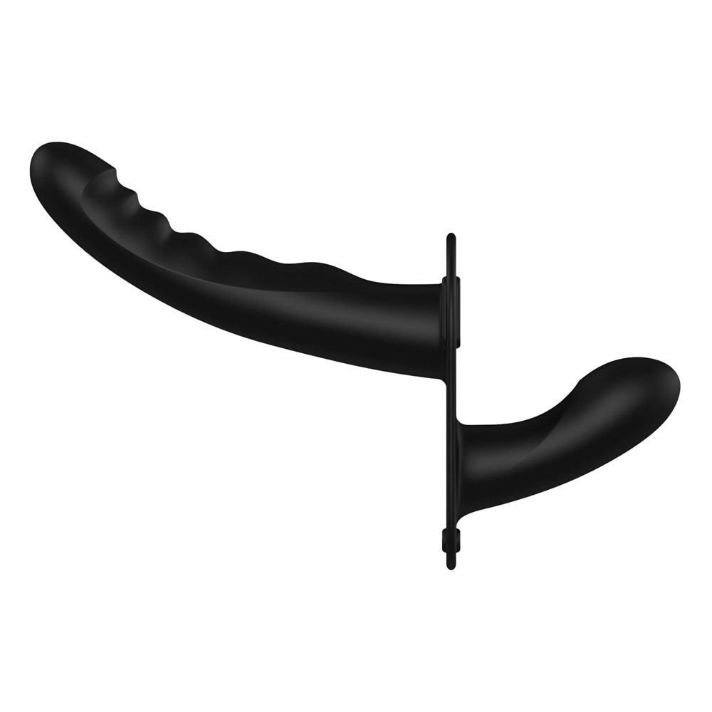 Buy OUCH! Dual Silicone Ribbed Strap - On - Black - Black Double Ended Strap - On at NZ’s Mega Adult Toys Store. Discover premium sex toys with discreet shipping at the best price in NZ