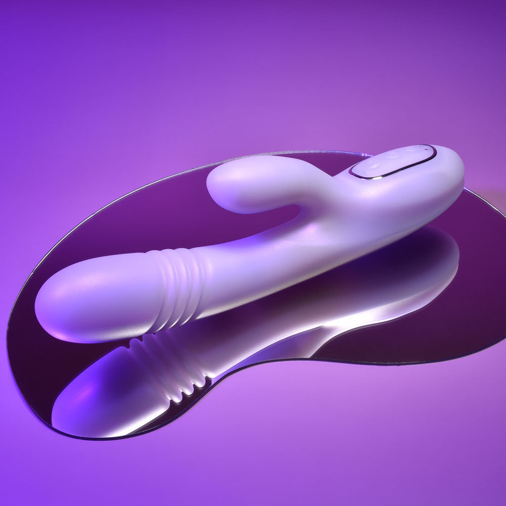 Buy Playboy Pleasure BUMPING BUNNY - Opal 22.9 cm USB Rechargeable Thrusting & Warming Rabbit Vibrator at NZ’s Mega Adult Toys Store. Discover premium sex toys with discreet shipping at the best price in NZ