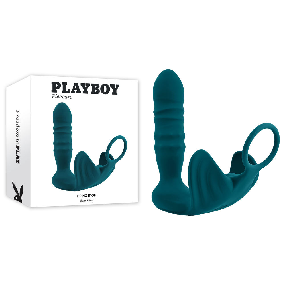 Buy Playboy Pleasure BRING IT ON - Teal USB Rechargeable Thrusting Anal Plug with Cock Ring at NZ’s Mega Adult Toys Store. Discover premium sex toys with discreet shipping at the best price in NZ