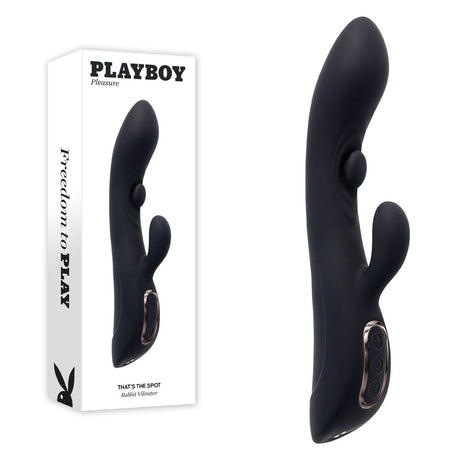 Buy Playboy Pleasure THATS THE SPOT - Black 23.3 cm USB Rechargeable Rabbit Vibrator with G - Spot Tapper at NZ’s Mega Adult Toys Store. Discover premium sex toys with discreet shipping at the best price in NZ