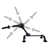 The FFS Body Dock Sex Machine, a mains-powered exercise equipment, features a pivoting stand with a handle. Its image demonstrates radial motion and rotational range. Suction cup accessories ensure stability, while the sturdy four-legged base provides secure positioning during use.