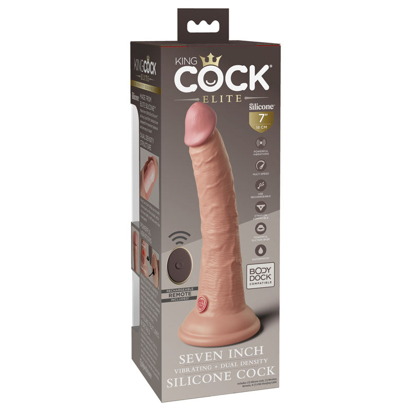 Buy King Cock Elite 7'' Vibrating Dual Density Cock with Remote - Flesh 17.8 cm USB Rechargeable Vibrating Dong at NZ’s Mega Adult Toys Store. Discover premium sex toys with discreet shipping at the best price in NZ