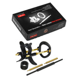 The LuvPump Max Fit Hybrid Penis Extender Kit in black and gold, with rings, rods, and tools, is displayed. Above it is a black and red box labeled New Generation - Slide Loaded. This device enhances length and girth for noticeable results.