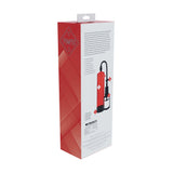 The PUMPED Basic Pump 2 - Red is packaged in a stylish box, echoing advanced design aesthetics. It showcases product images and details in black text on a white and red geometric background, and includes a convenient top handle for easy transport.