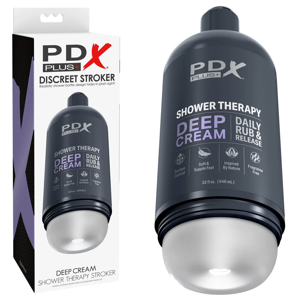 Buy PDX Plus Shower Therapy - Deep Cream - Frosted - Clear Discreet Stroker with Suction Base at NZ’s Mega Adult Toys Store. Discover premium sex toys with discreet shipping at the best price in NZ