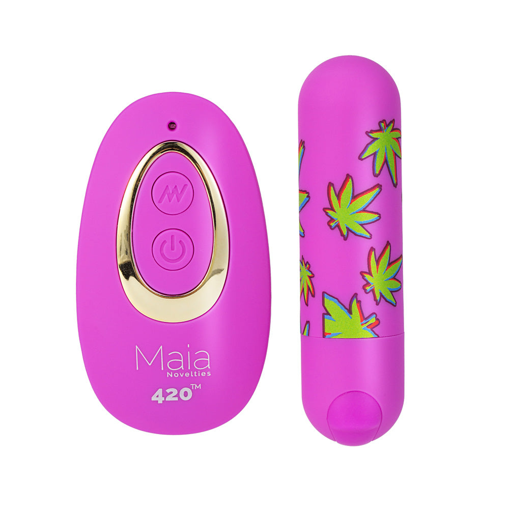 Buy Maia JESSI 420 Remote - Purple 7.6 cm USB Rechargeable Bullet with Wireless Remote at NZ’s Mega Adult Toys Store. Discover premium sex toys with discreet shipping at the best price in NZ