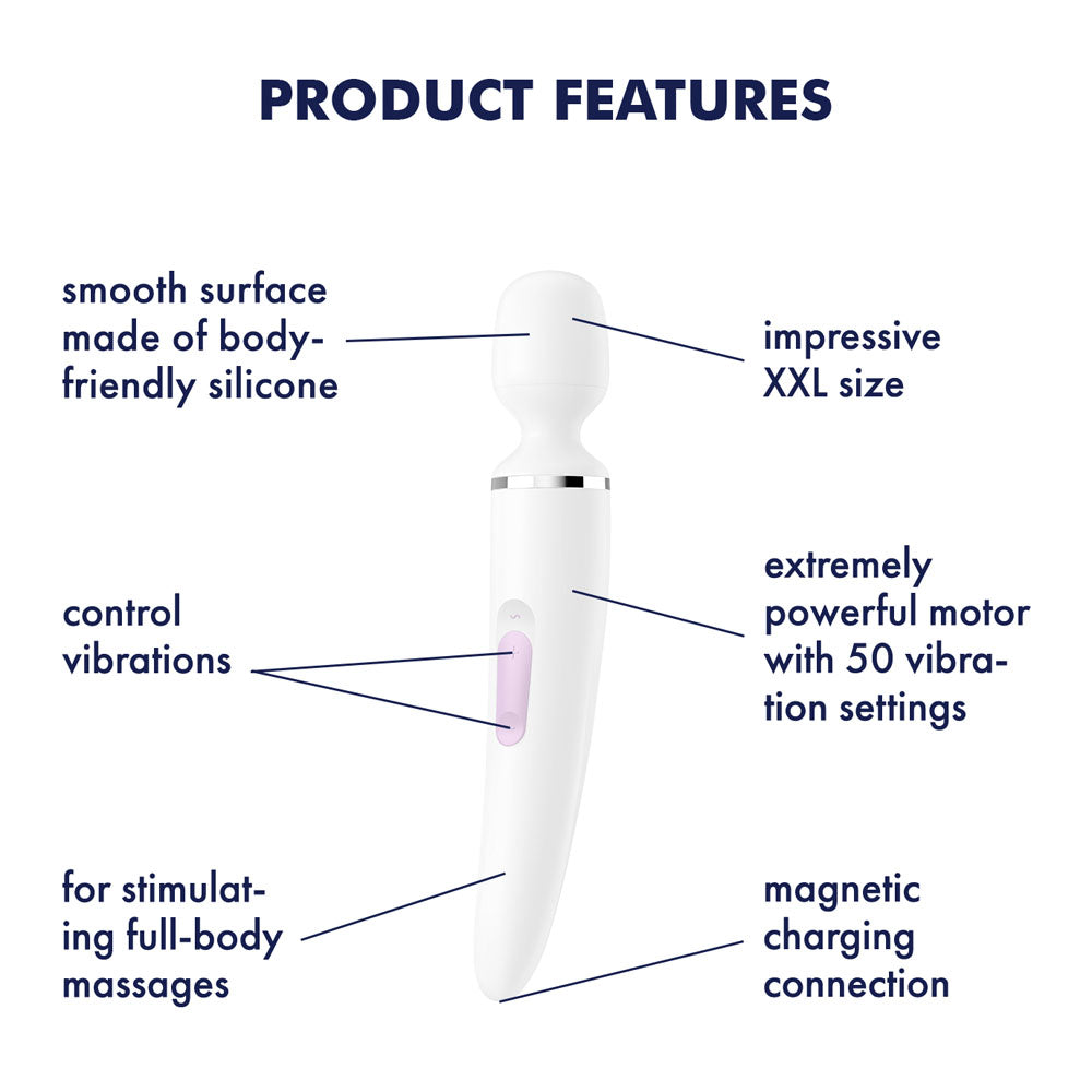 Buy Satisfyer Wand - er Woman - White USB Rechargeable Massager Wand at NZ’s Mega Adult Toys Store. Discover premium sex toys with discreet shipping at the best price in NZ