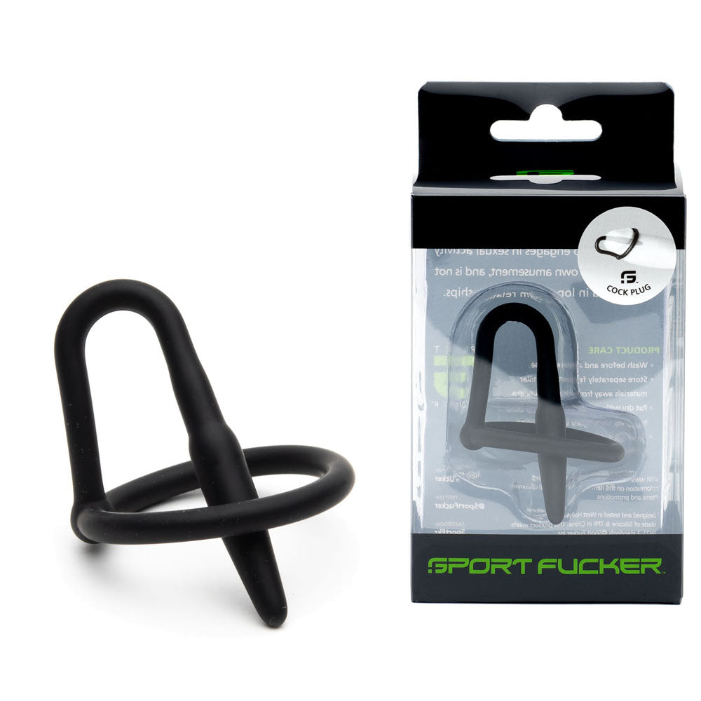 Buy Sport Fucker Cock Plug - Black Cock Ring with Urethral Sound at NZ’s Mega Adult Toys Store. Discover premium sex toys with discreet shipping at the best price in NZ