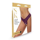 Buy Secret Kisses Lace & Pearls Crotchless Thong - Purple - M/L Size at NZ’s Mega Adult Toys Store. Discover premium sex toys with discreet shipping at the best price in NZ