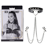 Buy Sex & Mischief Amor Collar with Nipple Clamps - Metal Restraints at NZ’s Mega Adult Toys Store. Discover premium sex toys with discreet shipping at the best price in NZ