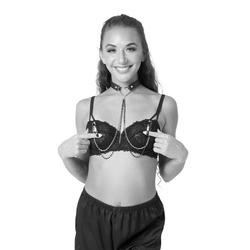 Buy Sex & Mischief Amor Collar with Nipple Clamps - Metal Restraints at NZ’s Mega Adult Toys Store. Discover premium sex toys with discreet shipping at the best price in NZ