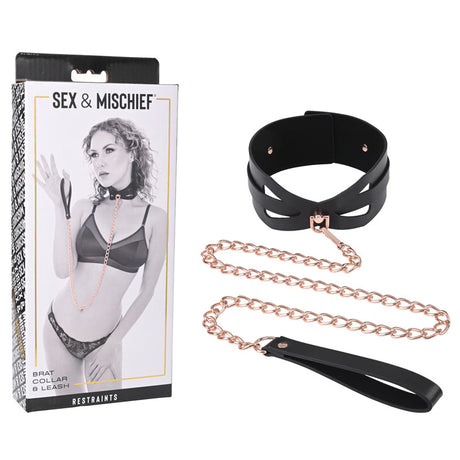 Buy Sex & Mischief Brat Collar & Leash - Rose Gold/Black Restraint at NZ’s Mega Adult Toys Store. Discover premium sex toys with discreet shipping at the best price in NZ