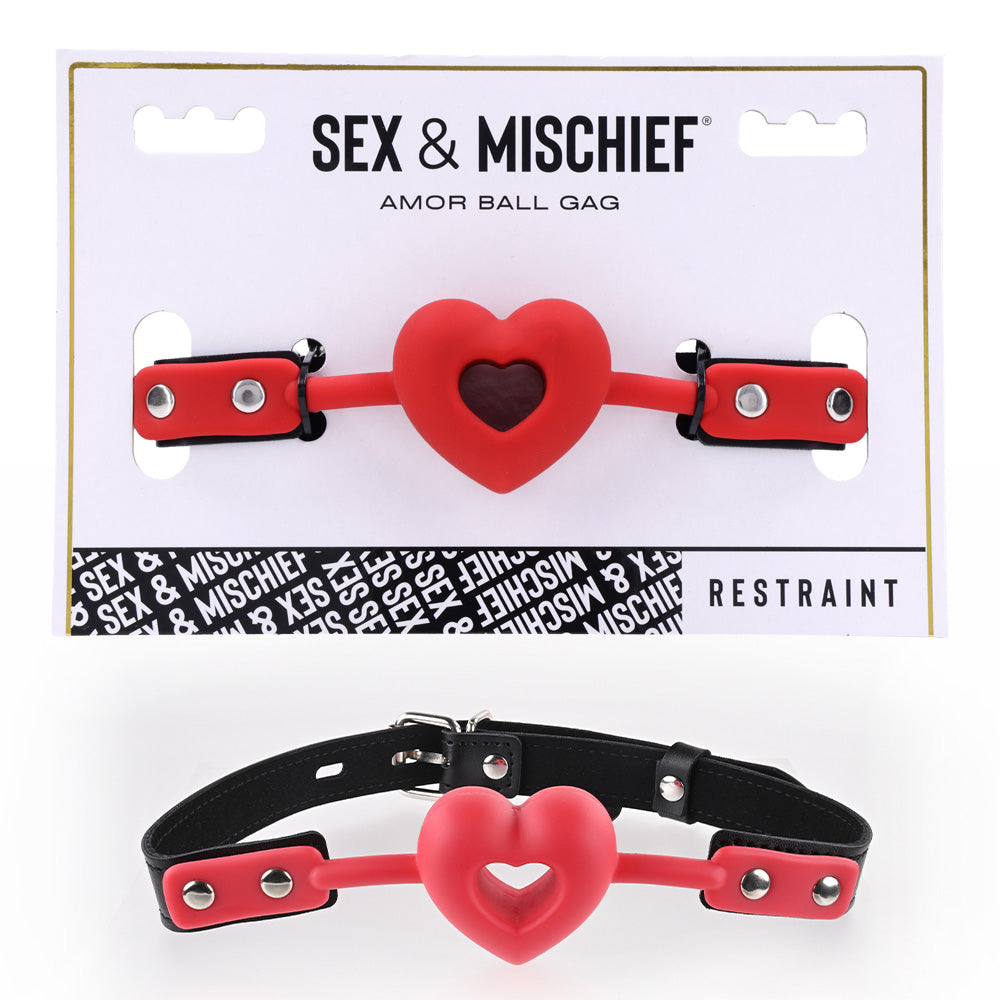 Buy Sex & Mischief Amor Ball Gag - Red/Black Mouth Restraint at NZ’s Mega Adult Toys Store. Discover premium sex toys with discreet shipping at the best price in NZ