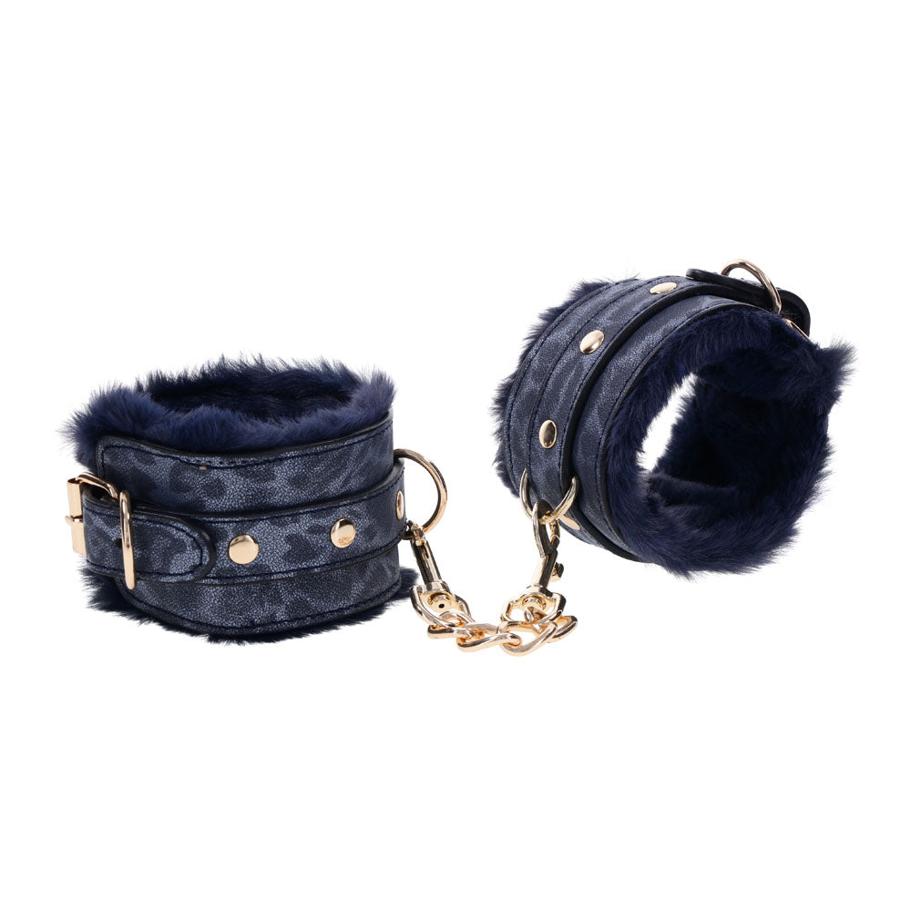 Buy Sex & Mischief Cougar Fur Handcuffs - Navy Blue/Gold Furry Restraints at NZ’s Mega Adult Toys Store. Discover premium sex toys with discreet shipping at the best price in NZ