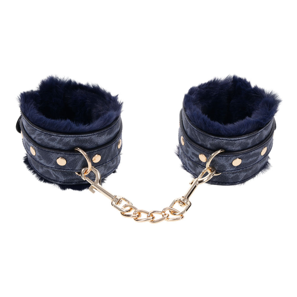 Buy Sex & Mischief Cougar Fur Handcuffs - Navy Blue/Gold Furry Restraints at NZ’s Mega Adult Toys Store. Discover premium sex toys with discreet shipping at the best price in NZ