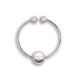 The Size Up Classic Nipple Pump Set features a sleek silver metallic bangle with an open circle structure, capped with small spheres and a central larger sphere, reminiscent of minimalist nipple rings against a white background.