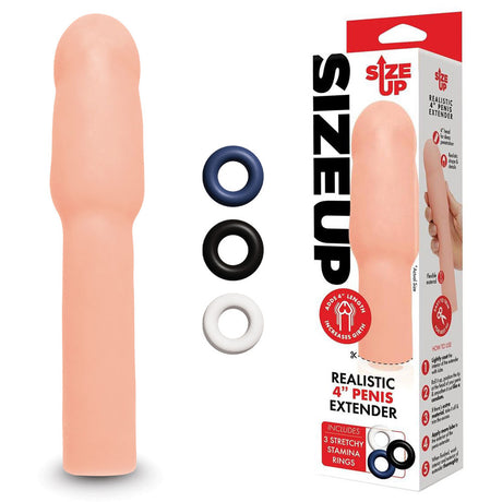 Buy Size Up Realistic 4 Inch Penis Extender - Flesh 10.1 cm (4'') Penis Extension Sleeve at NZ’s Mega Adult Toys Store. Discover premium sex toys with discreet shipping at the best price in NZ