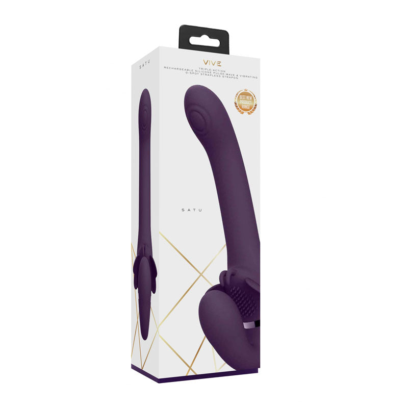 Buy Vive SATU - Purple 23 cm USB Rechargeable Strapless Strap - On at NZ’s Mega Adult Toys Store. Discover premium sex toys with discreet shipping at the best price in NZ