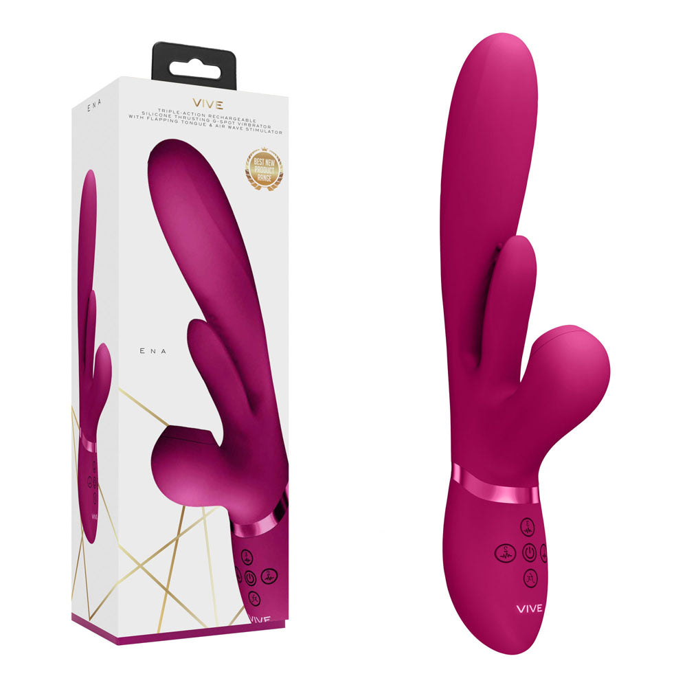 Buy VIVE Ena - Pink - Pink 25 cm USB Rechargeable Thrusting Vibrator with Air Wave Stimulator at NZ’s Mega Adult Toys Store. Discover premium sex toys with discreet shipping at the best price in NZ