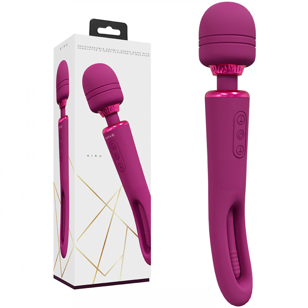 Buy VIVE Kiku - Pink - Pink 25.2 cm USB Rechargeable Dual End Massage Wand with Flapping Tip at NZ’s Mega Adult Toys Store. Discover premium sex toys with discreet shipping at the best price in NZ