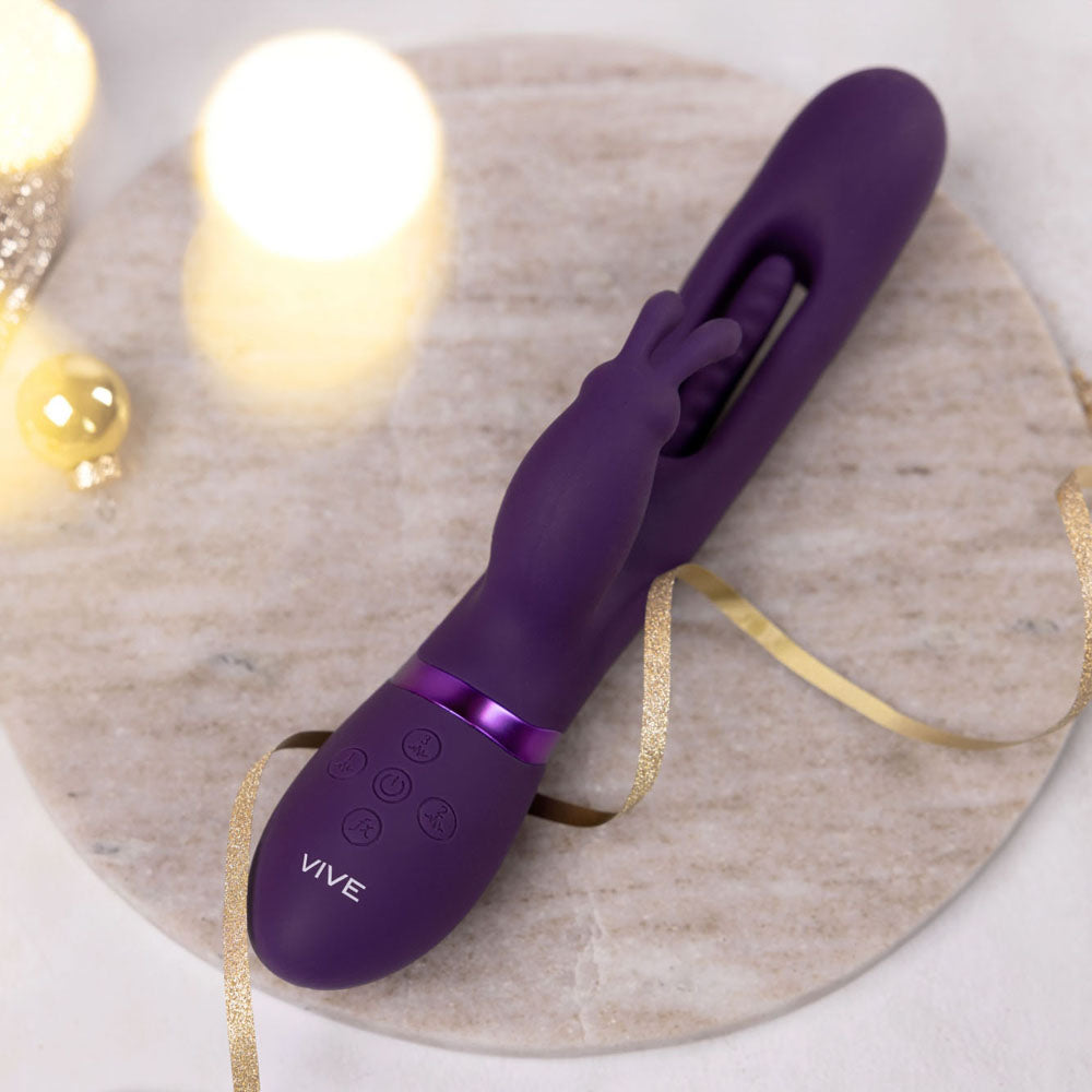 Buy VIVE Mika - Purple - Purple 23.2 cm USB Rechargeable Rabbit Vibrator with Flapping Shaft at NZ’s Mega Adult Toys Store. Discover premium sex toys with discreet shipping at the best price in NZ