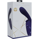 The image shows packaging for the VIVE Gen, a rechargeable triple motor vibrator made from medical-grade silicone. The predominantly white box with gold accents displays an image of the purple waterproof product, accompanied by a circular gold sticker marking it as a best new product award winner.