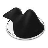 The WhipSmart Bump & Grind is a sleek, modern black wavy-shaped vibrating pad on a round white base, resembling an undulating hill. With its glossy finish and power symbol, it offers clitoral stimulation as a rechargeable rideable device.