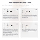 Diagram with four sections illustrating instructions for the LuvPump Automatic Penis Pump. Step 01: Apply lubricant to the penis and sleeve. Step 02: Activate powerful suction to feel stretching. Step 03: Maintain pumping for enhanced performance, then release pressure. Step 04: Remove and clean after use.