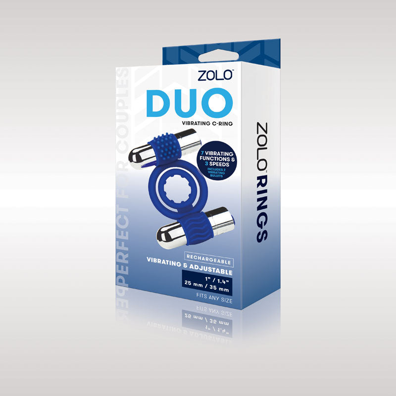 Buy Zolo Rechargeable Duo Vibrating C - Ring - Blue USB Rechargeable Dual Vibrating Cock Ring at NZ’s Mega Adult Toys Store. Discover premium sex toys with discreet shipping at the best price in NZ