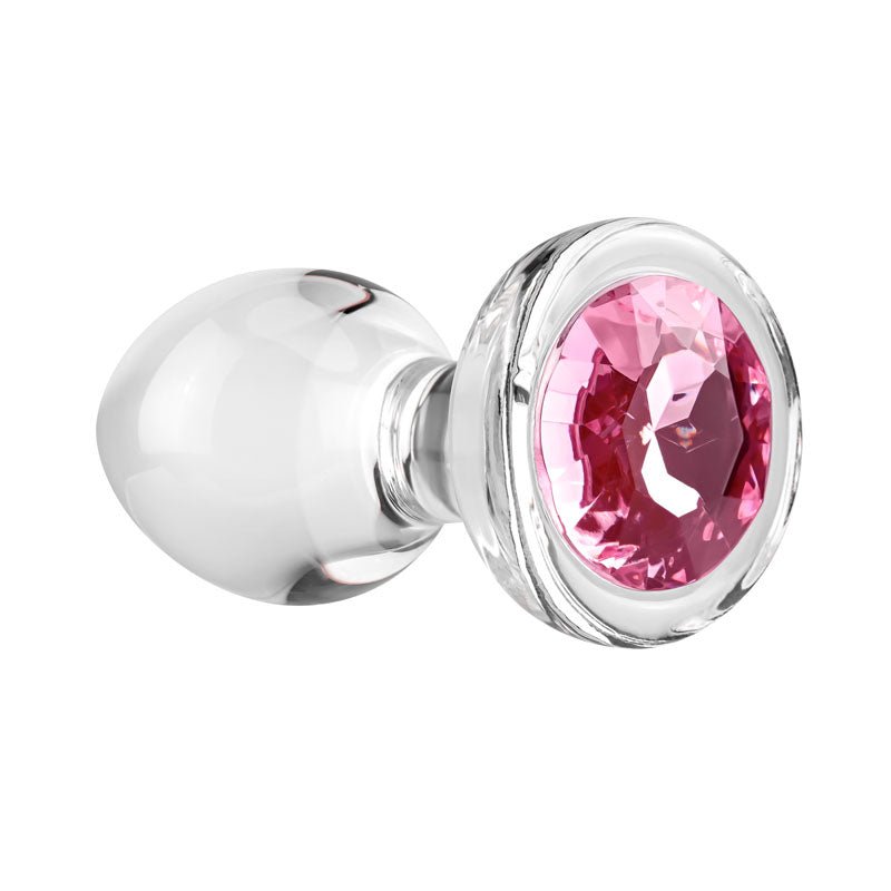 Buy Adam & Eve PINK GEM GLASS PLUG MEDIUM - Clear Glass 8.7 cm Butt Plug with Pink Gem Base at NZ’s Mega Adult Toys Store. Discover premium sex toys with discreet shipping at the best price in NZ