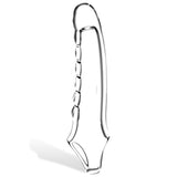 The Adam & Eve Ridged Rider - Clear 22.9 cm Penis Extension Sleeve features a transparent glass-like appearance with an elongated, stylized fish shape. Its smooth neck transitions to a ridged midsection and broad base, reflecting light for bright highlights and shadows.