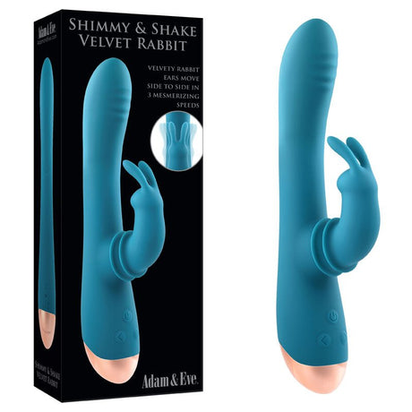 Buy Adam & Eve SHIMMY & SHAKE VELVET RABBIT - Blue 22.4 cm USB Rechargeable Rabbit Vibrator at NZ’s Mega Adult Toys Store. Discover premium sex toys with discreet shipping at the best price in NZ