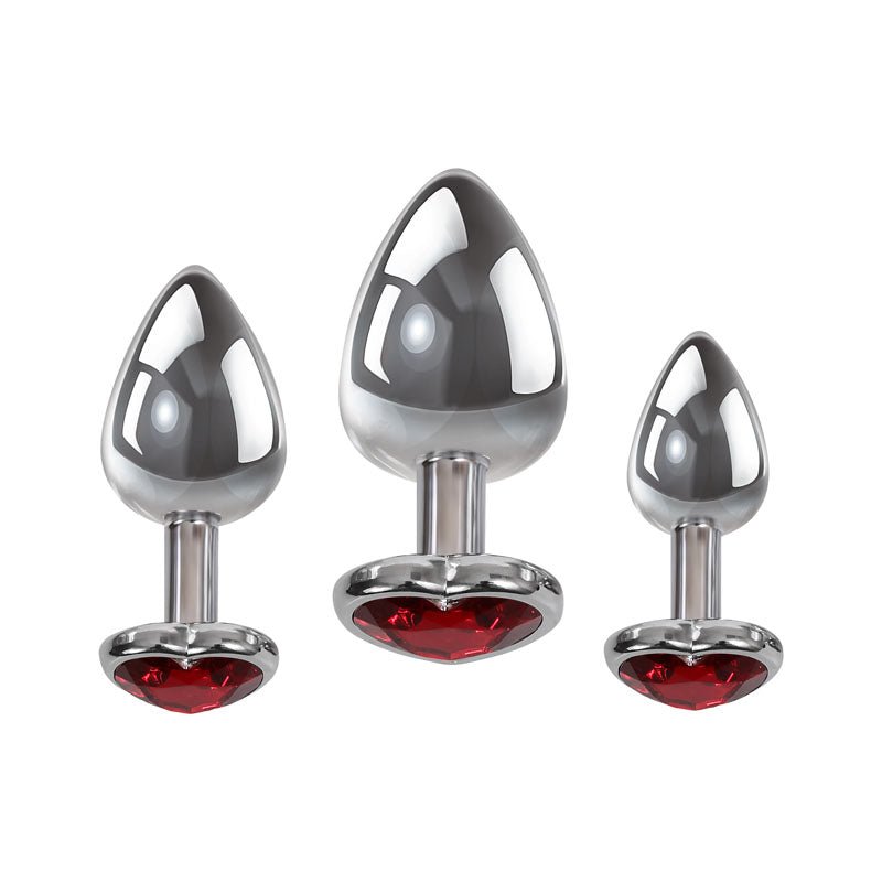 Buy Adam & Eve Three Hearts Gem Anal Plug Set - Metallic Butt Plugs with Gem Bases - Set of 3 Sizes at Oh Joy. Discover premium sex toys with discreet shipping at the best price in NZ