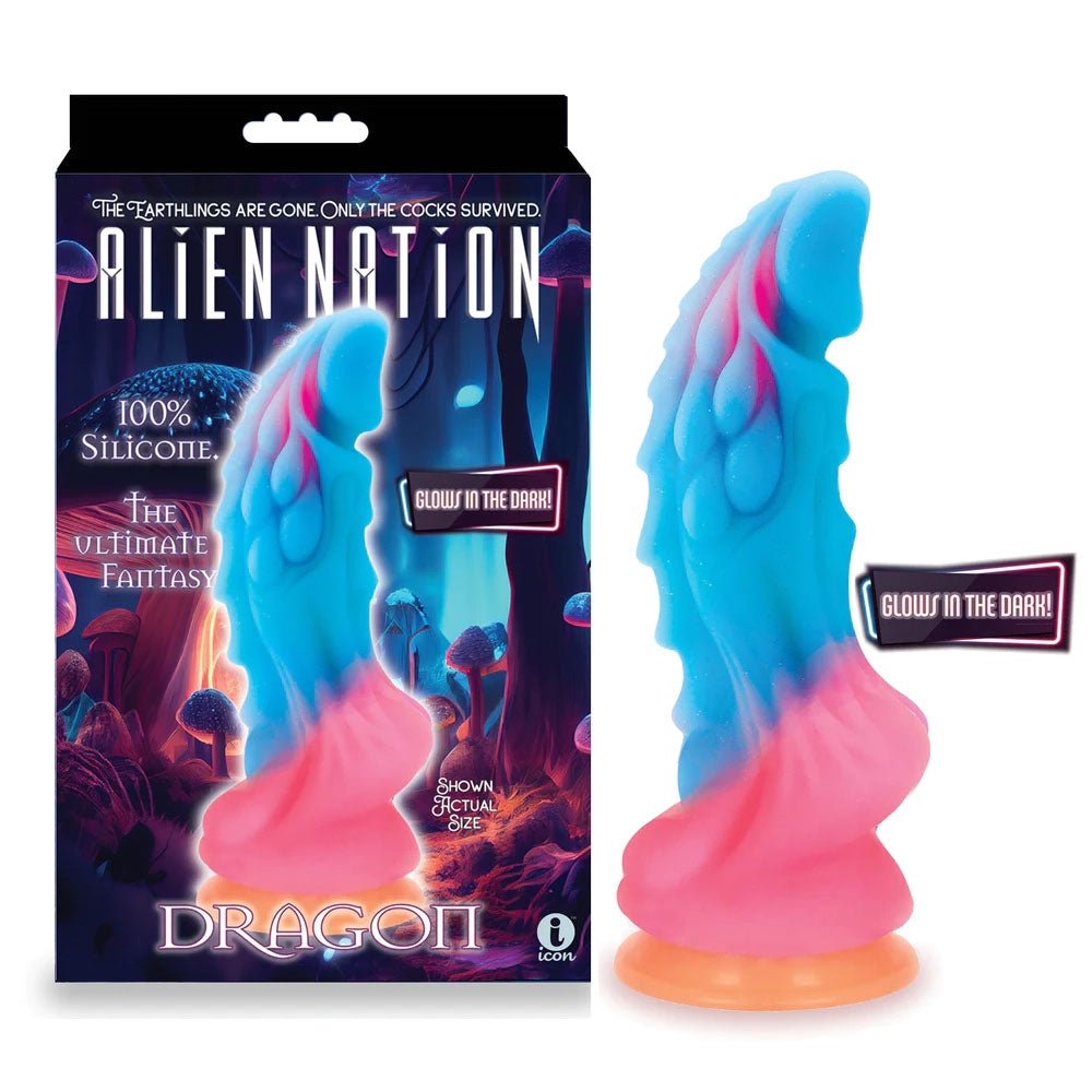 Buy Alien Nation - Glow Dragon - Glow in Dark Rainbow 22.9 cm Fantasy Dong at NZ’s Mega Adult Toys Store. Discover premium sex toys with discreet shipping at the best price in NZ