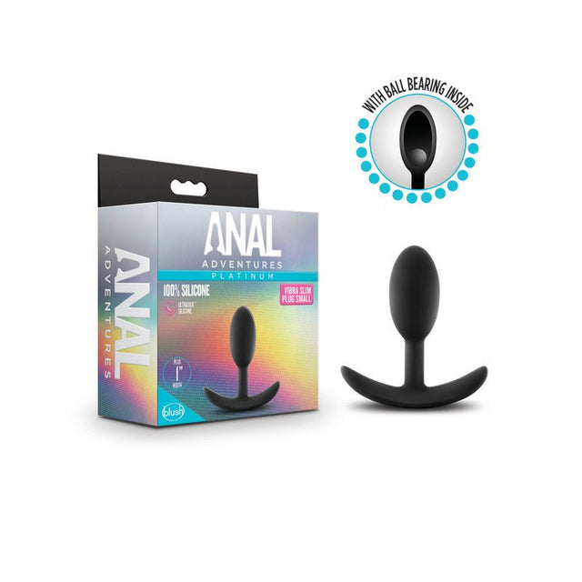 Buy Anal Adventures Platinum Vibra Slim Plug - Black 8.9 cm Small Butt Plug with Internal Ball at NZ’s Mega Adult Toys Store. Discover premium sex toys with discreet shipping at the best price in NZ