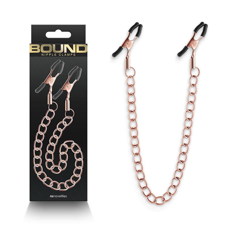 Buy Bound Nipple Clamps - DC2 - Rose Gold - Rose Gold Nipple Clamps with Chain at NZ’s Mega Adult Toys Store. Discover premium sex toys with discreet shipping at the best price in NZ