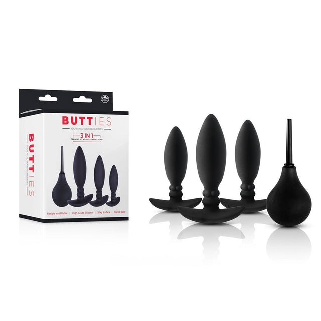 Buy Butties - Black Anal Training Plug Set with Cleansing Pump at NZ’s Mega Adult Toys Store. Discover premium sex toys with discreet shipping at the best price in NZ