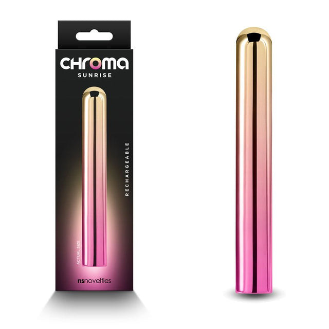 Buy Chroma Sunrise - Large - Metallic Pink/Gold 13.8 cm USB Rechargeable Vibrator at NZ’s Mega Adult Toys Store. Discover premium sex toys with discreet shipping at the best price in NZ