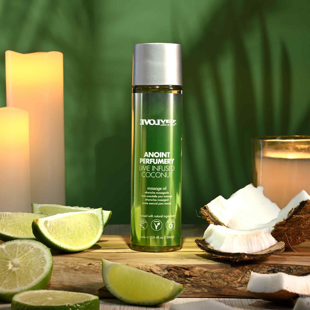 Buy Evolved ANOINT PERFUMERY - Lime Infused Coconut - Lime Infused Coconut Massage Oil - 120 ml Bottle at NZ’s Mega Adult Toys Store. Discover premium sex toys with discreet shipping at the best price in NZ