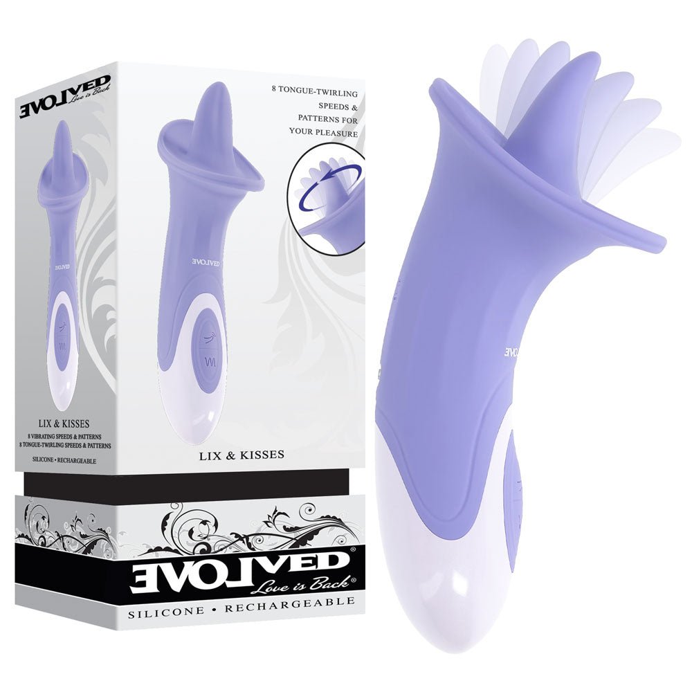 Buy Evolved LIX & KISSES - Purple 18.7 cm USB Rechargeable Flicking Tongue Stimulator at NZ’s Mega Adult Toys Store. Discover premium sex toys with discreet shipping at the best price in NZ