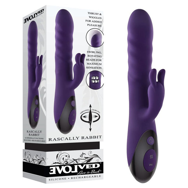 Buy Evolved RASCALLY RABBIT - Purple 22.9 cm USB Rechargeable Rabbit Vibrator at NZ’s Mega Adult Toys Store. Discover premium sex toys with discreet shipping at the best price in NZ