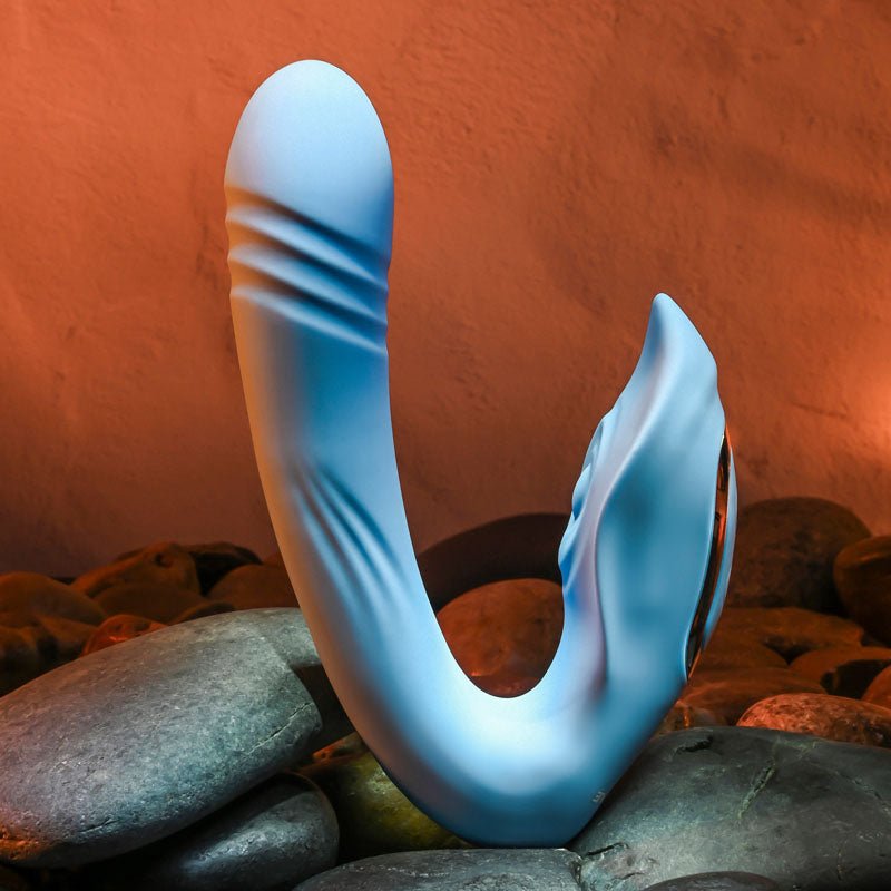 Buy Evolved TAP & THRUST - Blue USB Rechargeable Dual Vibrator at NZ’s Mega Adult Toys Store. Discover premium sex toys with discreet shipping at the best price in NZ