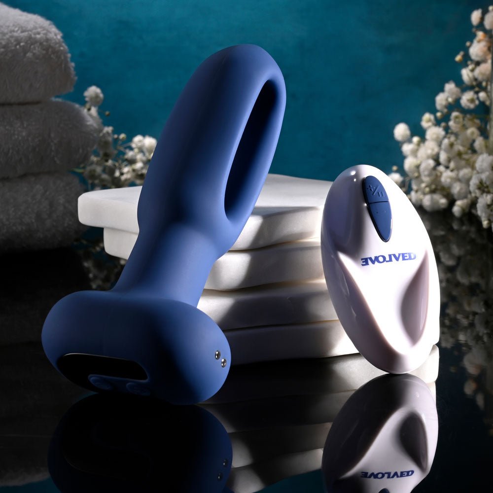 Buy Evolved THE FLAPPER - Blue 14 cm USB Rechargeable Vibrating and Flapping Butt Plug with Remote at NZ’s Mega Adult Toys Store. Discover premium sex toys with discreet shipping at the best price in NZ